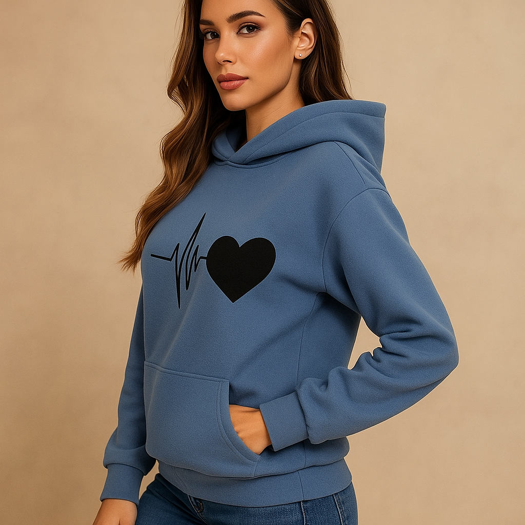 Sweater vrouw hoodie hartslag print - Jhoana