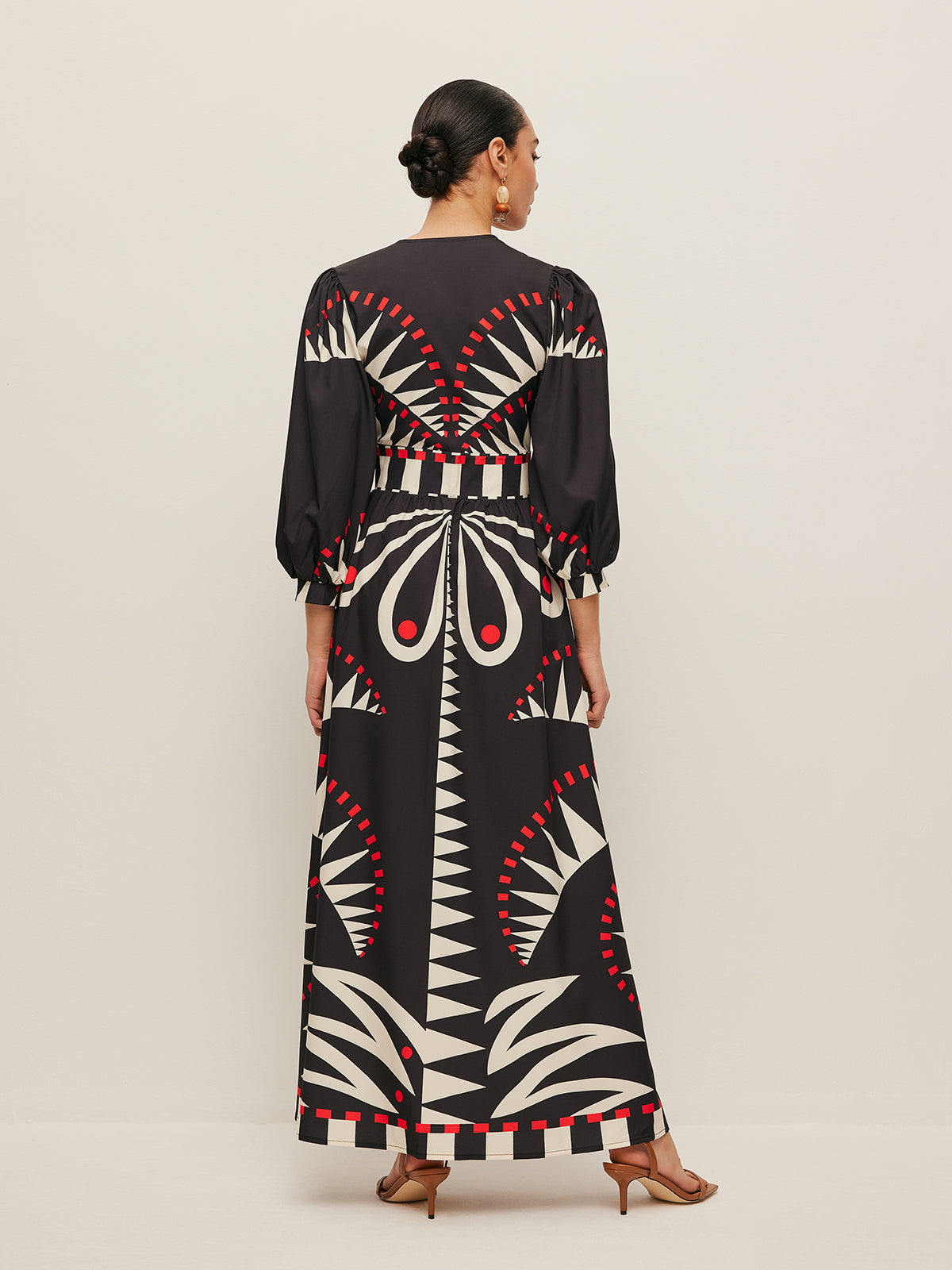 Dinah - Boho Print Splitjurk met V-hals