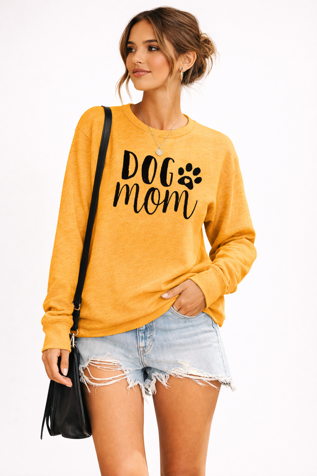 Dames sweatshirt met ronde hals en print - Signe