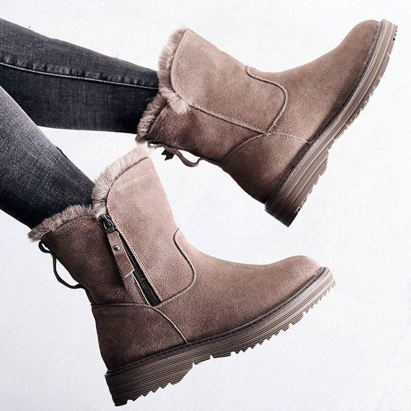 Dames enkellaarsjes met suède-effect voor de winter - Kaelis