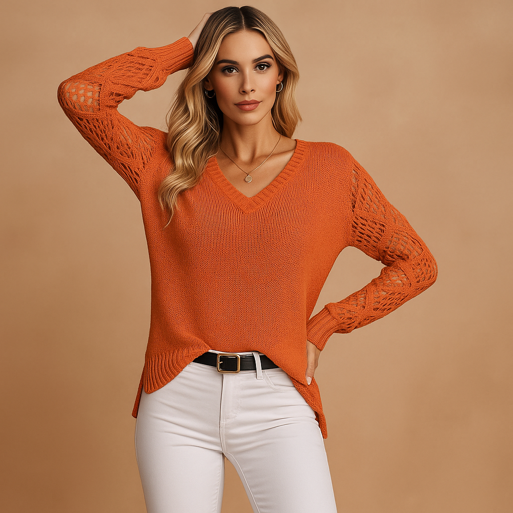 Damestrui met opengewerkte mouwen en V-hals - Erendira