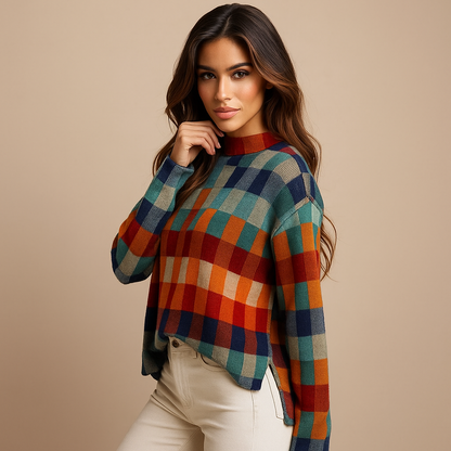 Damestrui met veelkleurige ruitprint - Maëlle