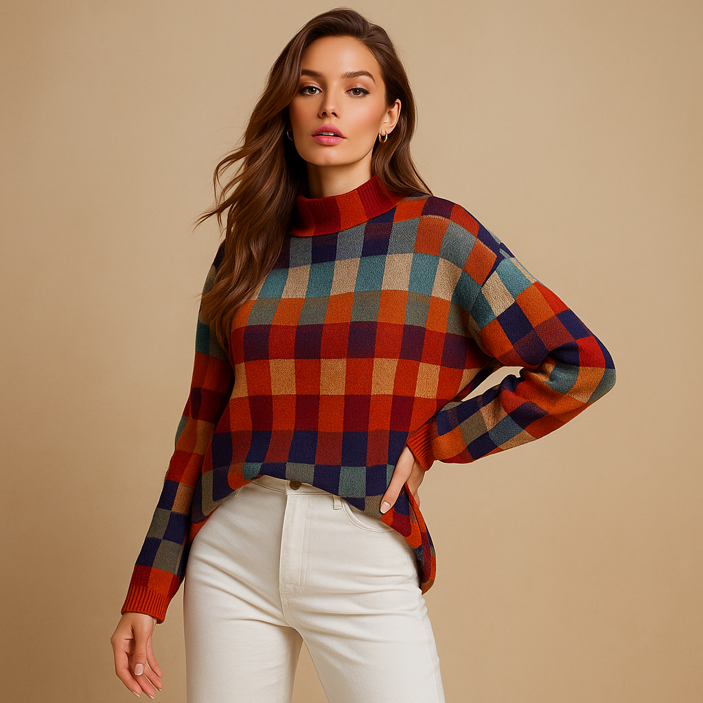 Damestrui met veelkleurige ruitprint - Maëlle