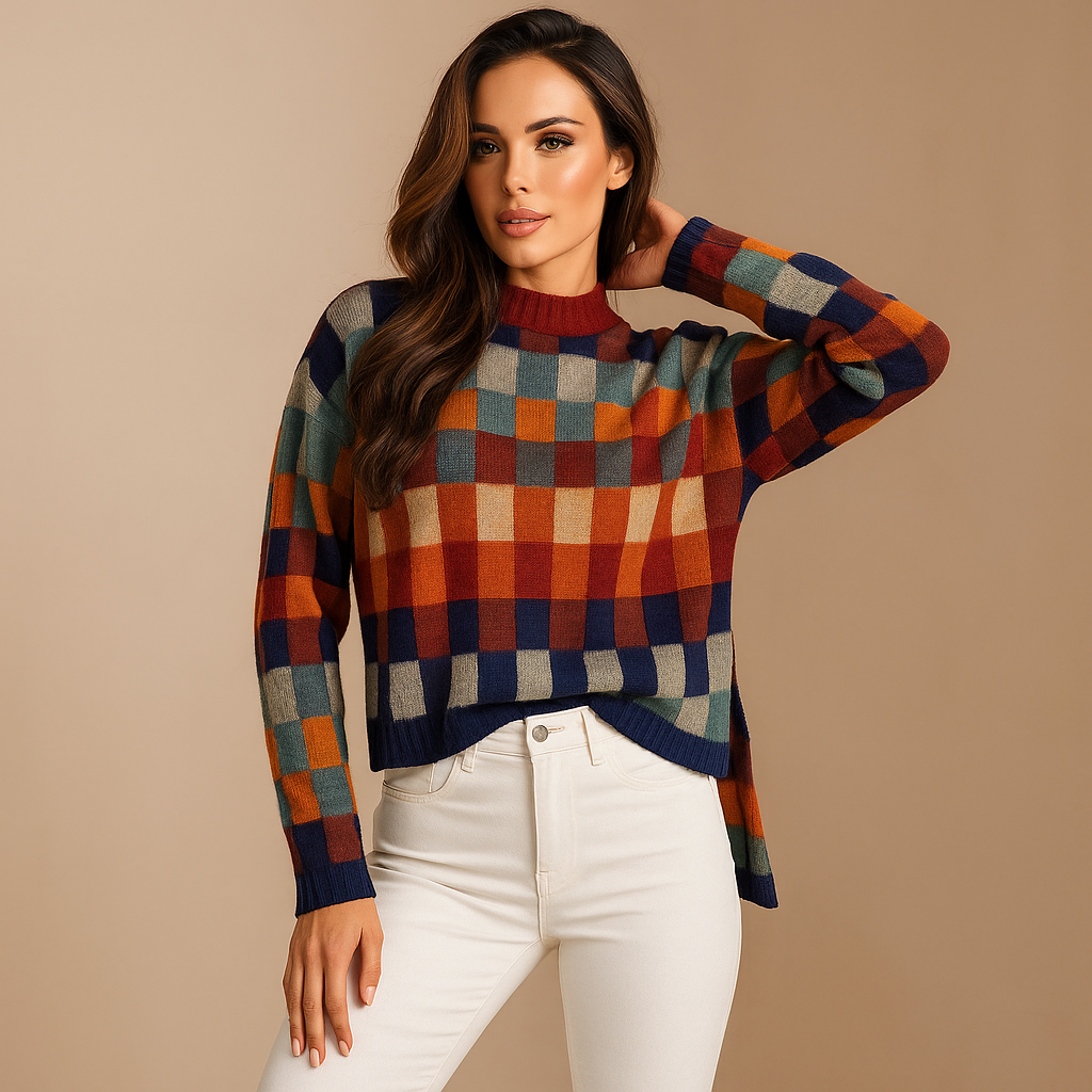 Damestrui met veelkleurige ruitprint - Maëlle