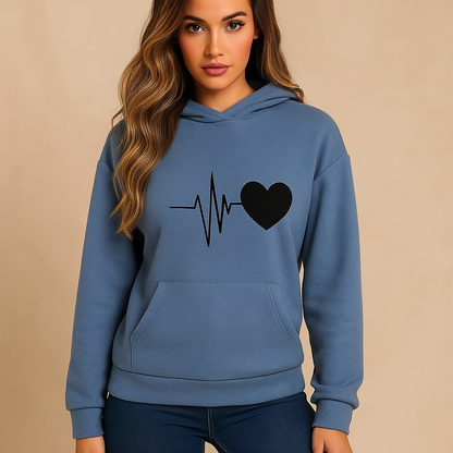 Sweater vrouw hoodie hartslag print - Jhoana