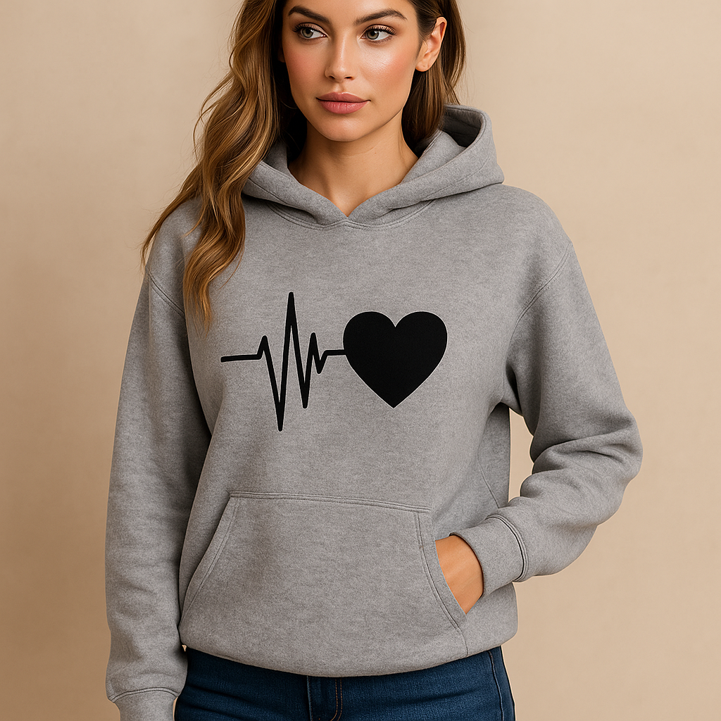Sweater vrouw hoodie hartslag print - Jhoana