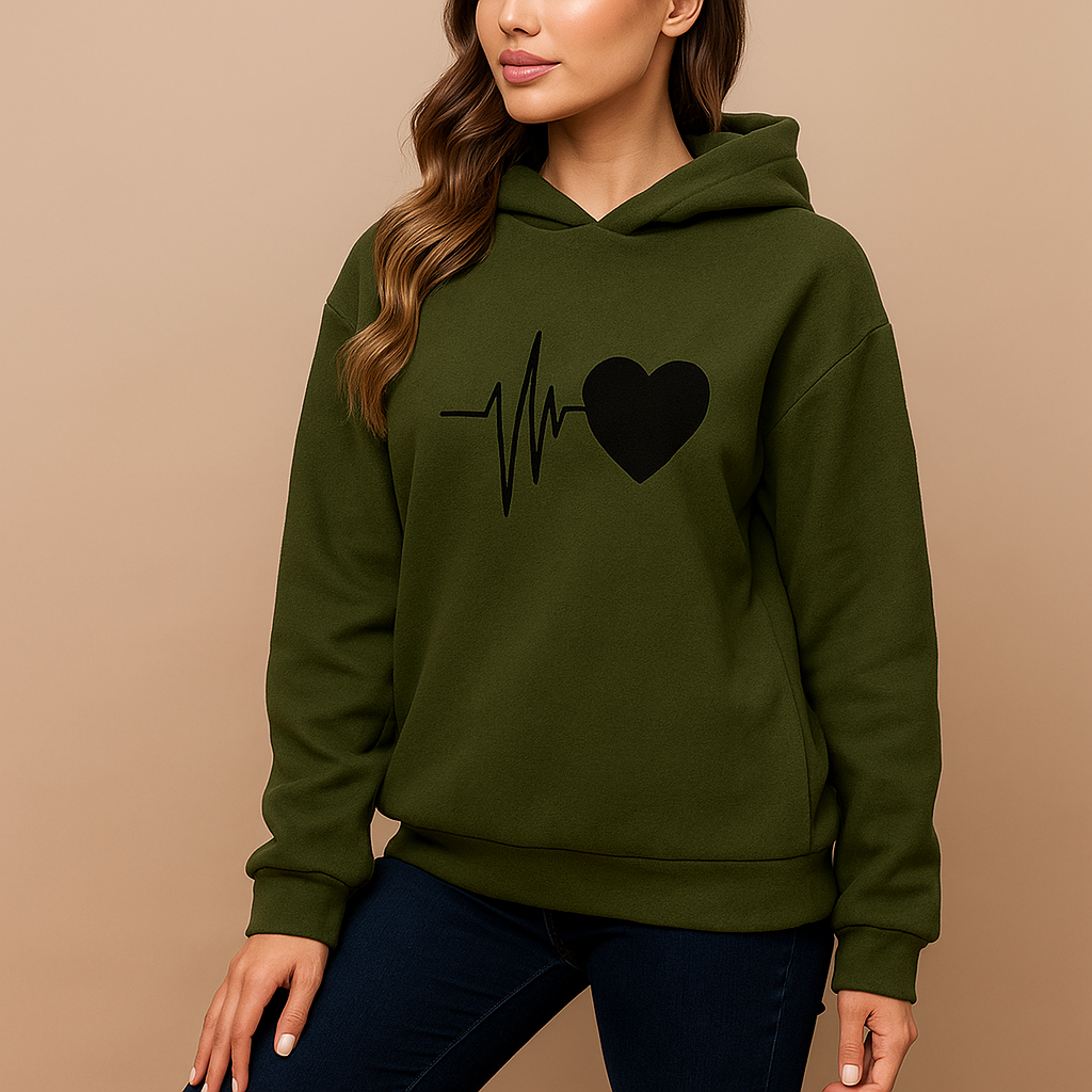 Sweater vrouw hoodie hartslag print - Jhoana