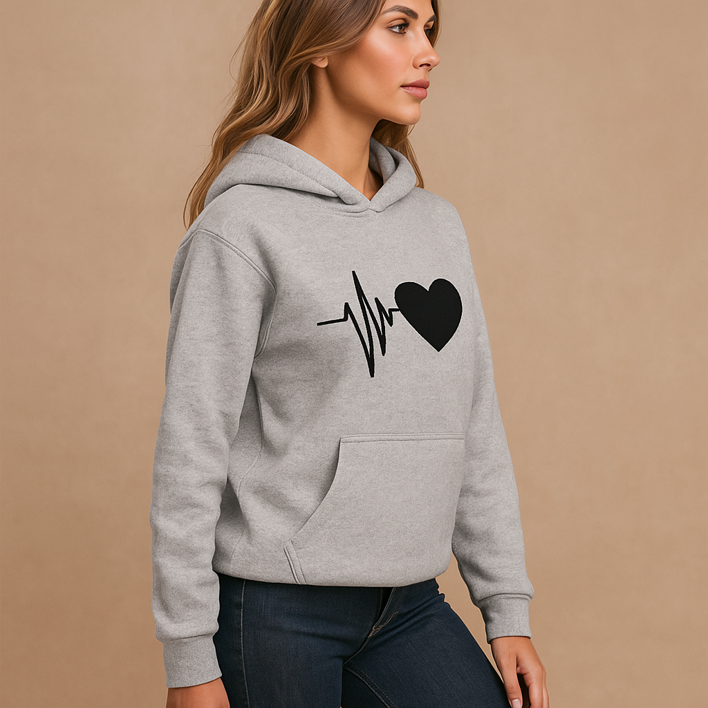 Sweater vrouw hoodie hartslag print - Jhoana