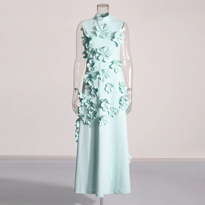 Lena - Lange roze jurk met bloemen