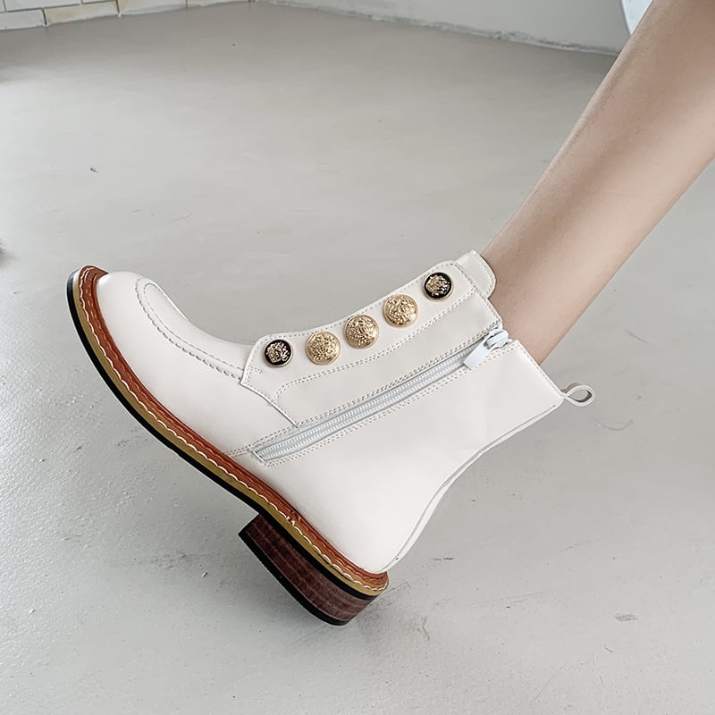 Enkellaarsjes met gouden knoopdetail - Enorie