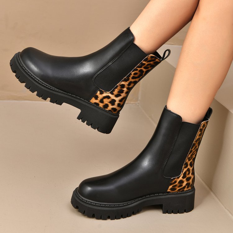 Dameslaarzen met dikke zolen en gecombineerd effect - Elvira