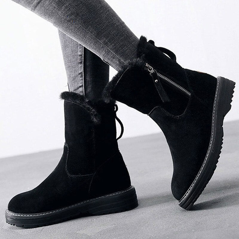 Dames enkellaarsjes met suède-effect voor de winter - Kaelis