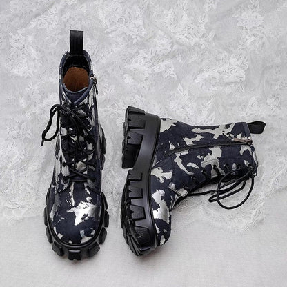 Militaire laarzen met artistiek effect voor dames - Ysia