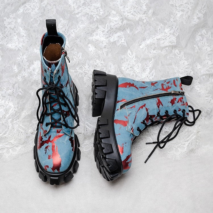 Militaire laarzen met artistiek effect voor dames - Ysia