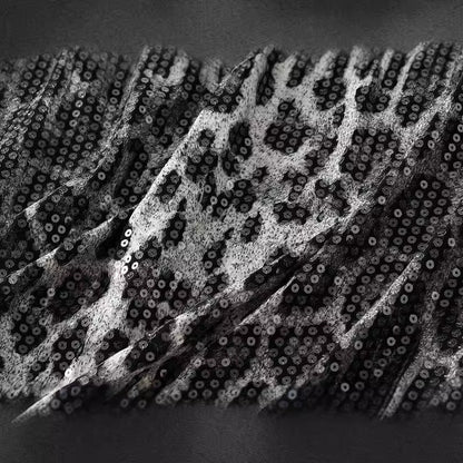 Damesrok met luipaardprint in pailletten - Ynaris