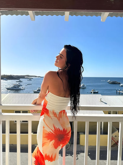 Sara - Vakantie lange jurk met bloemenprint