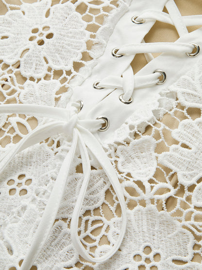 Cami - Half doorzichtige jurk met dubbele laag kant