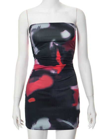 Abstracte bedrukte mini-jurk