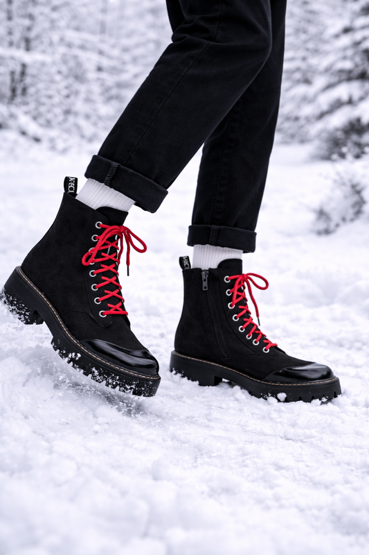 Leren dameslaarzen met platte zolen - Wendy