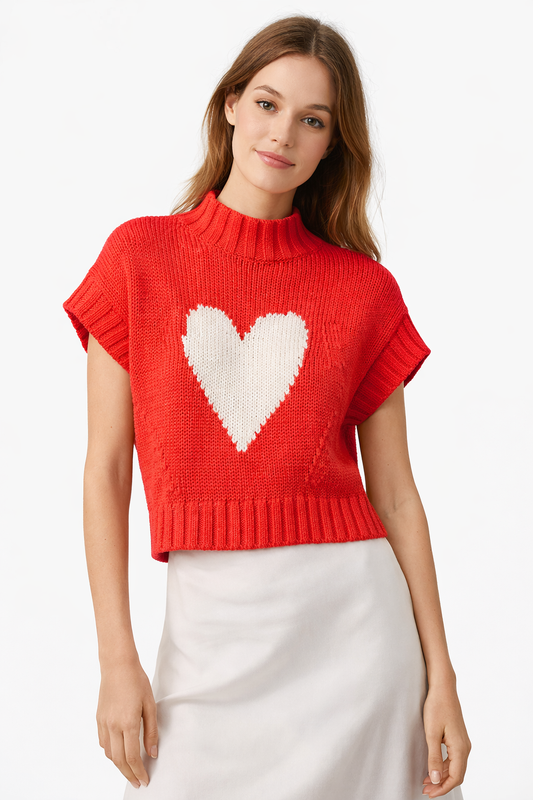 Gebreide trui met centraal hart voor dames - Bryndís