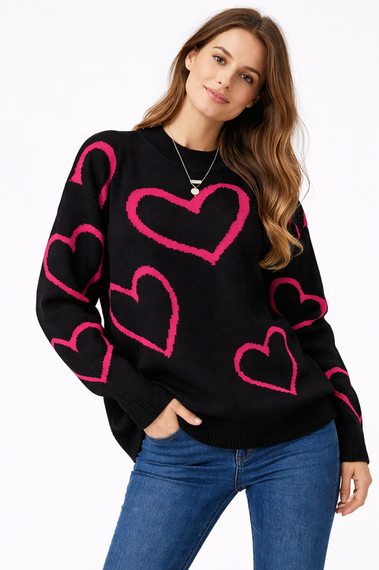 Gebreide damestrui met hartjes - Karsvi