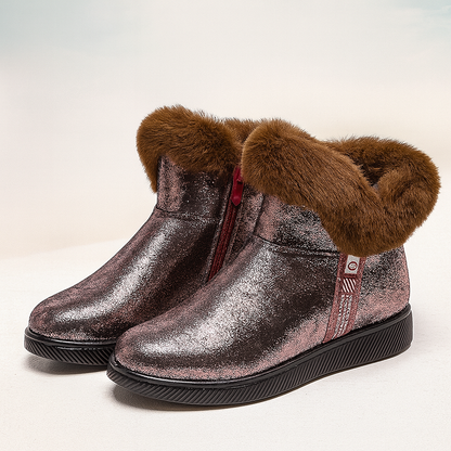 Winter enkellaarsjes met glanseffect voor dames - Nivara