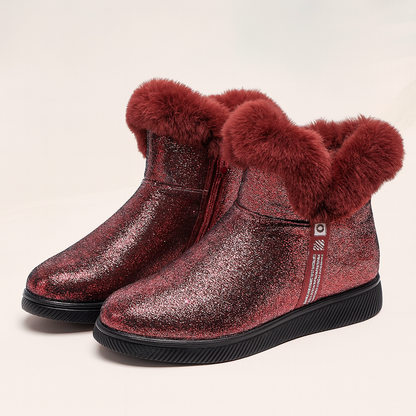 Winter enkellaarsjes met glanseffect voor dames - Nivara