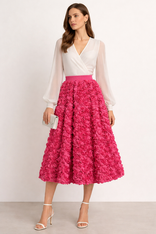 Geweven damesrok met bloemenvolume - Vaiva