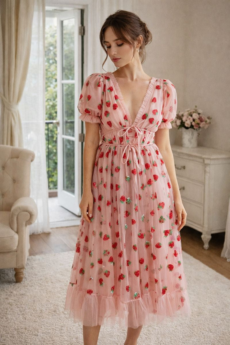 Geborduurde tule jurk voor dames - Eda