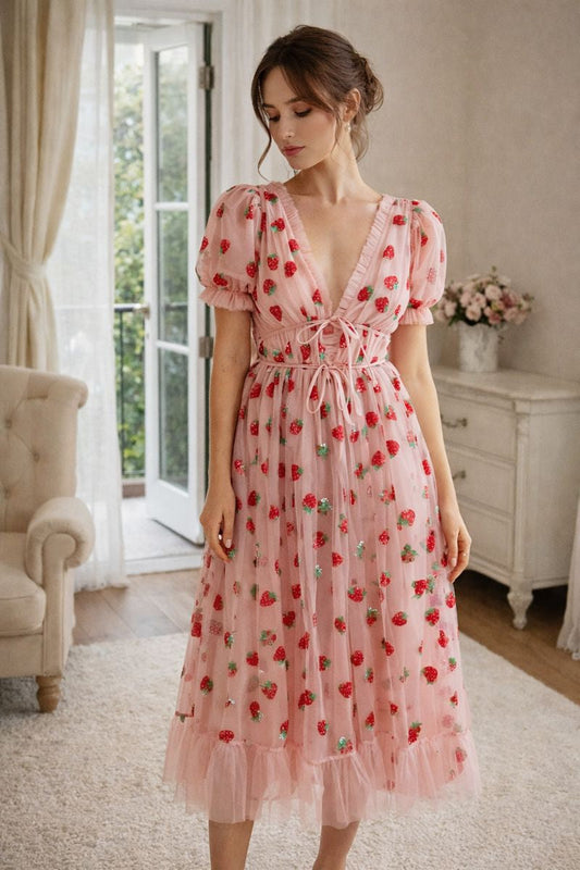 Geborduurde tule jurk voor dames - Eda