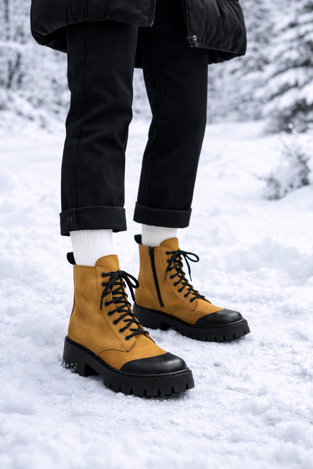 Leren dameslaarzen met platte zolen - Wendy