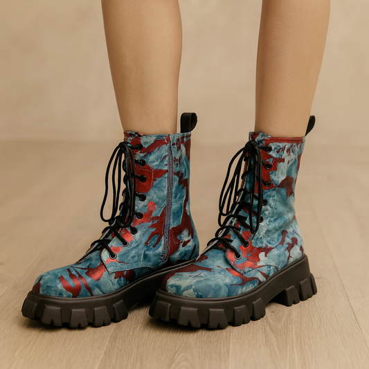 Militaire laarzen met artistiek effect voor dames - Ysia