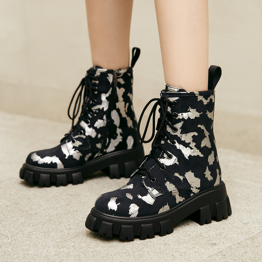 Militaire laarzen met artistiek effect voor dames - Ysia