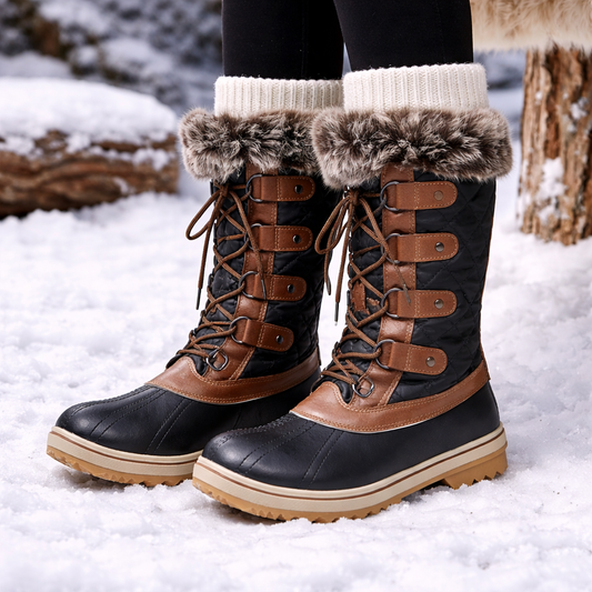 Platte dameslaarzen met vetersluiting - Aelira