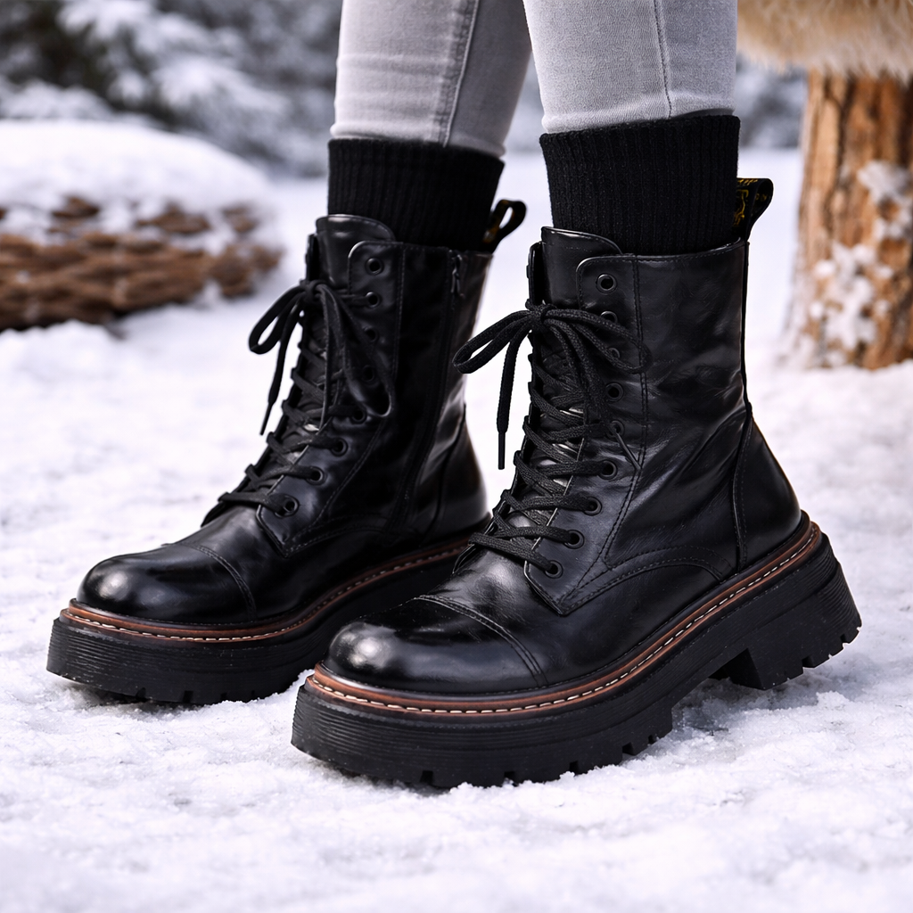 Korte dameslaarzen met stevige zool en zijrits - Elviora