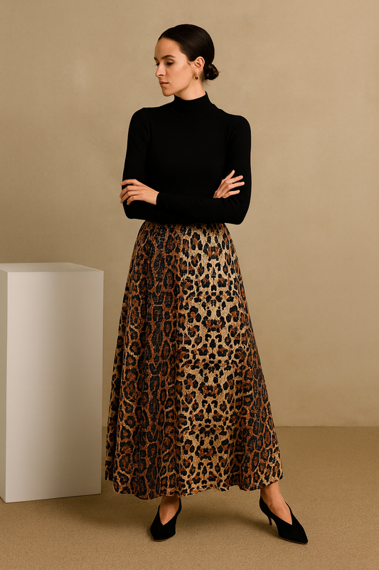 Damesrok met luipaardprint in pailletten - Ynaris