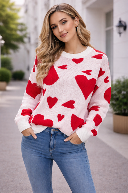 Gebreide damestrui met hartjesprint - Aino
