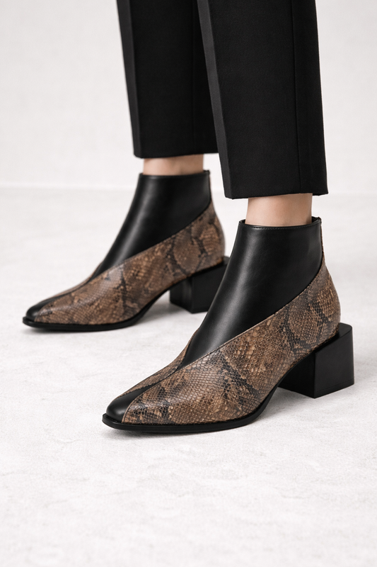 Stijlvolle dames enkellaarsjes met print - Avril