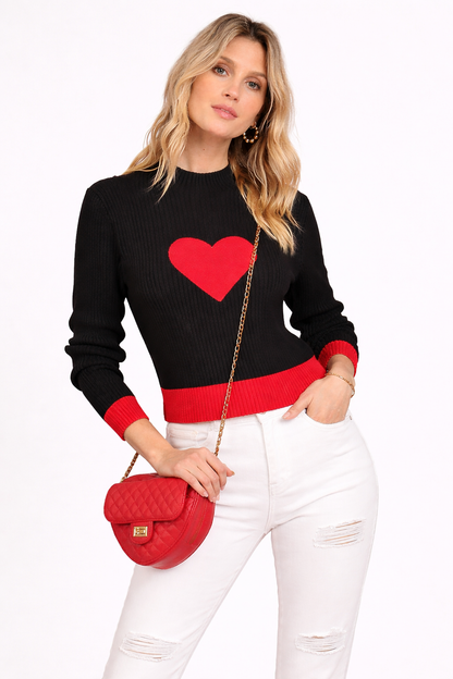 Gebreide trui met centraal hart voor dames - Liis