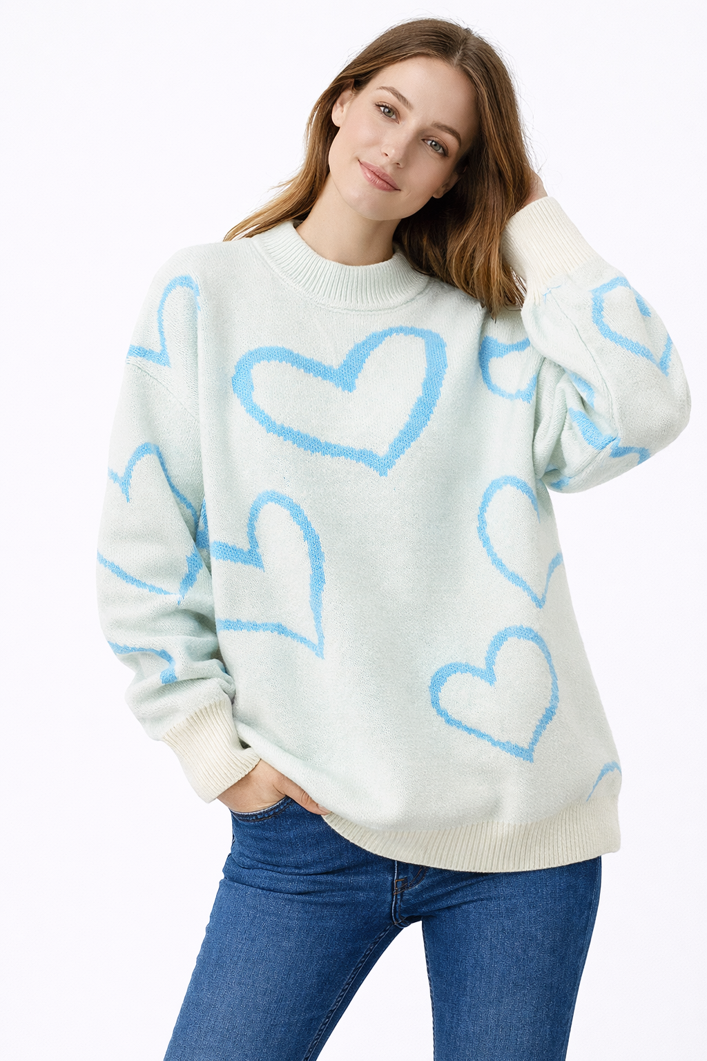 Gebreide damestrui met hartjes - Karsvi