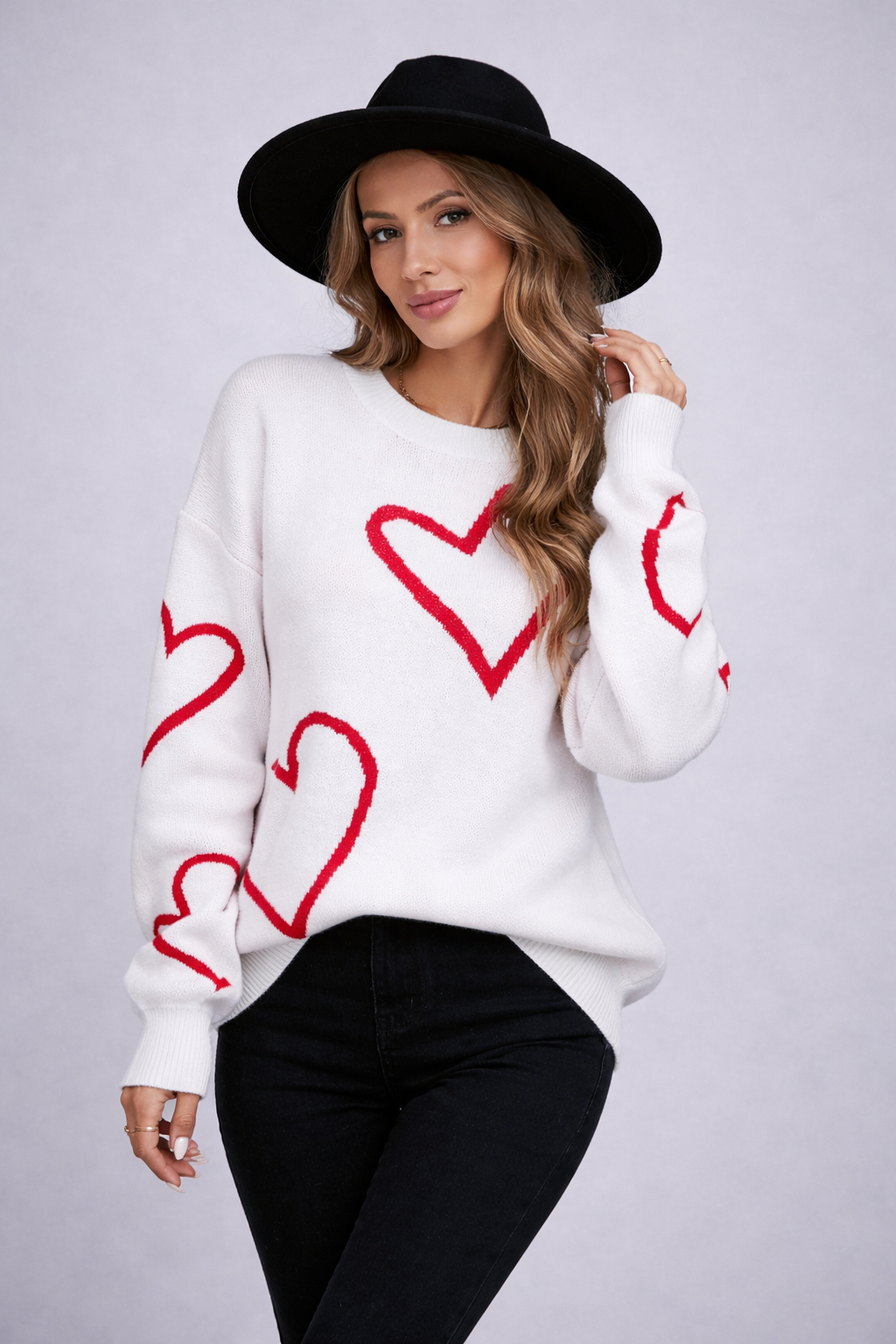 Gebreide damestrui met hartjesprint - Brynja