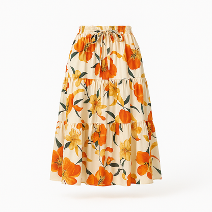 Uitlopende midirok met print - Amelise