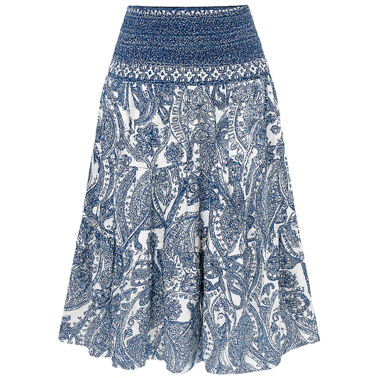 Lange rok met elastiek in de taille, bohemian print - Éloise