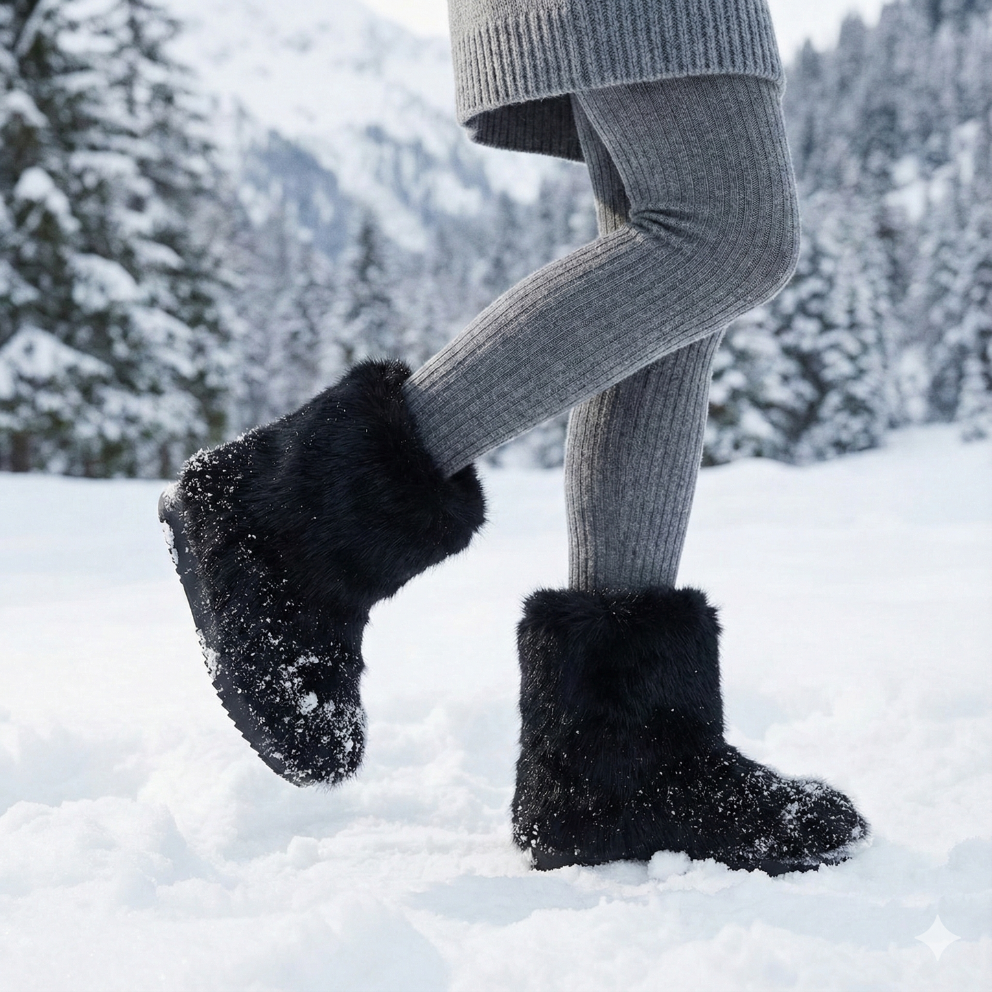 Winterlaarzen voor dames met pluchen bovendeel en comfortabele sleehak - Kavira