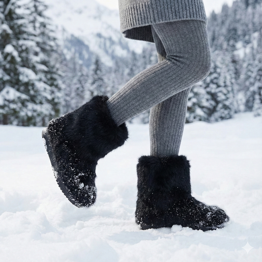 Winterlaarzen voor dames met pluchen bovendeel en comfortabele sleehak - Kavira