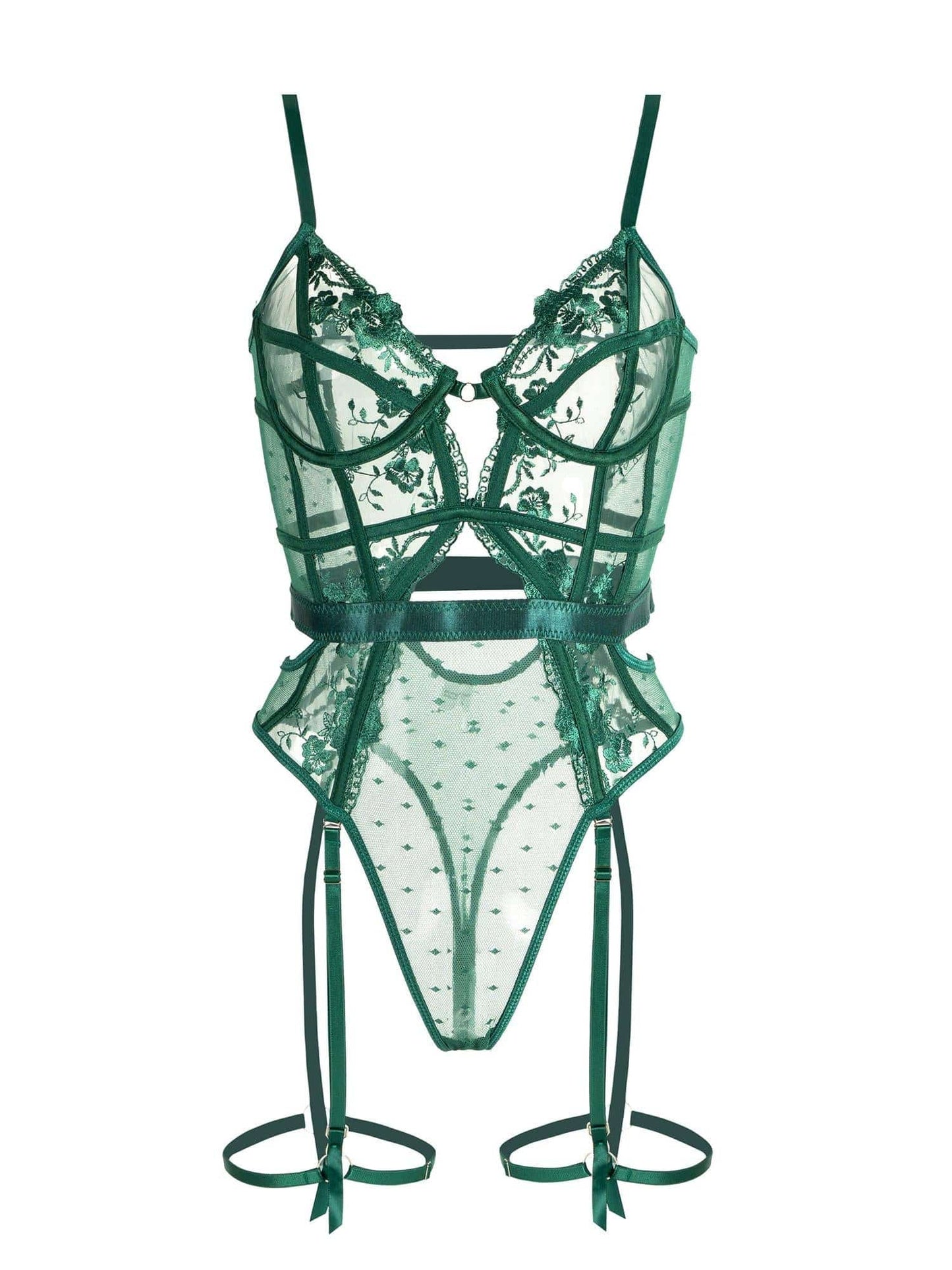 Groene Kanten Body Lingerie met Beugel