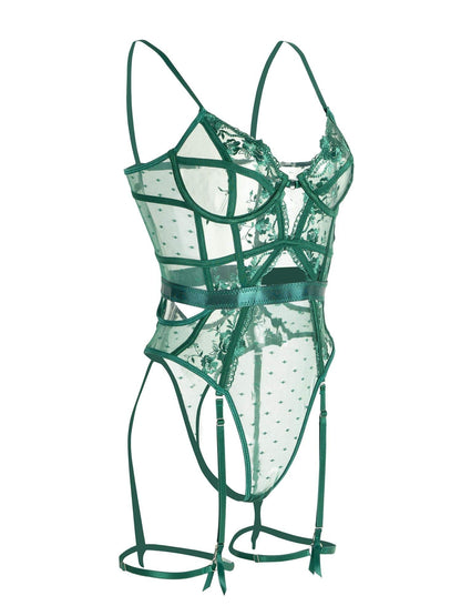 Groene Kanten Body Lingerie met Beugel