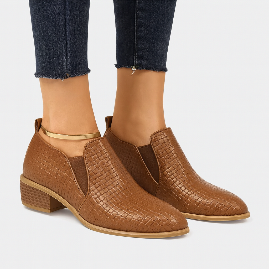 Vrouwelijke vegan oxford schoenen met geometrisch reliëf - Marcy