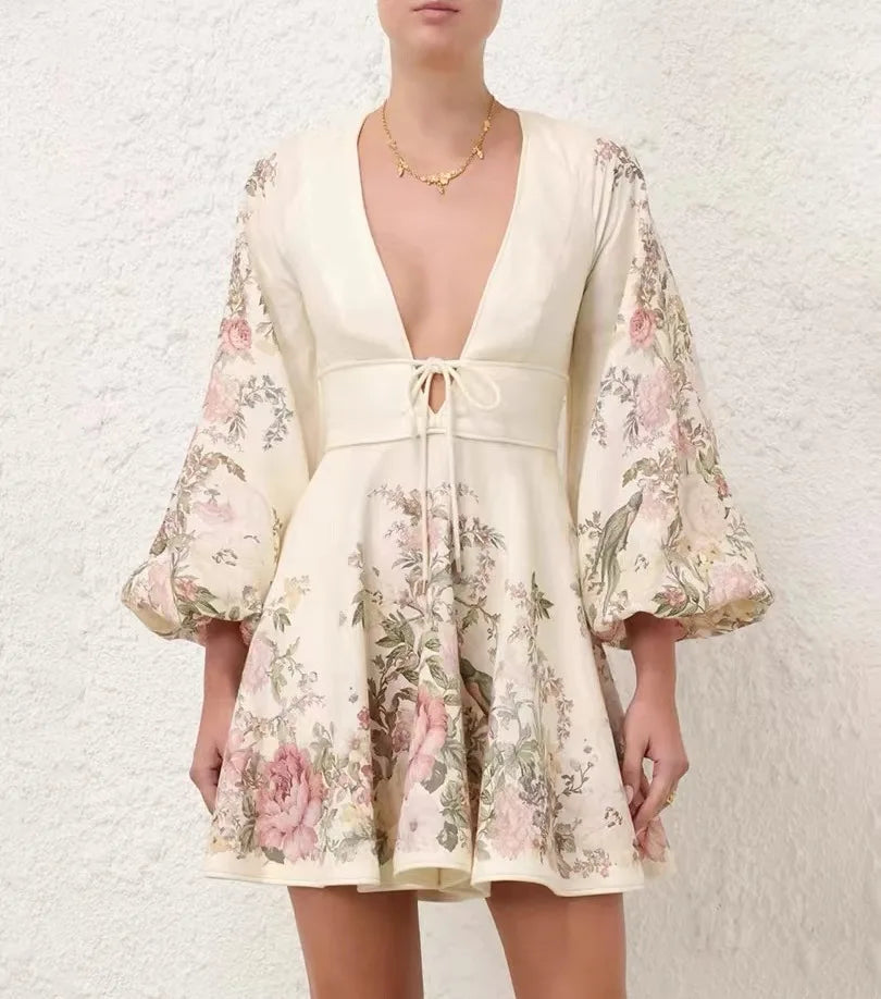 Mahalia - Gebloemde jurk met striksluiting