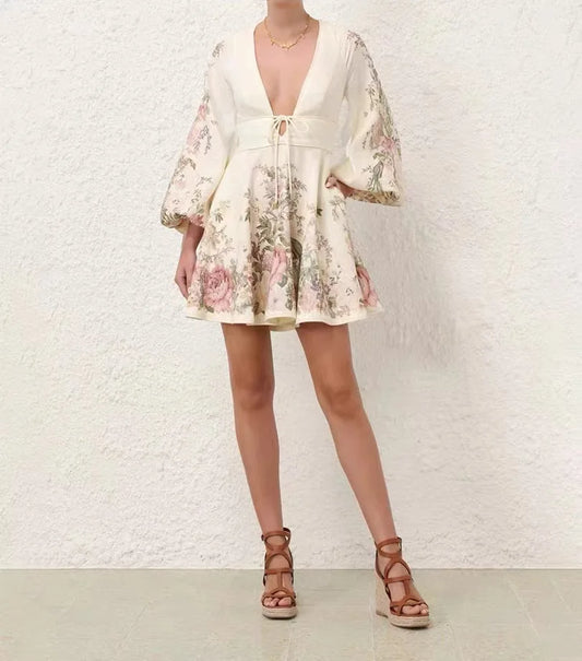 Mahalia - Gebloemde jurk met striksluiting